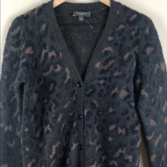 Ann Taylor Leopard Button Up Cardigan Sweater (MP) - Picture 3 of 8